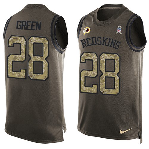Men's Limited Darrell Green Nike Jersey Green - #28 Salute to Service Tank Top NFL Washington Redskins